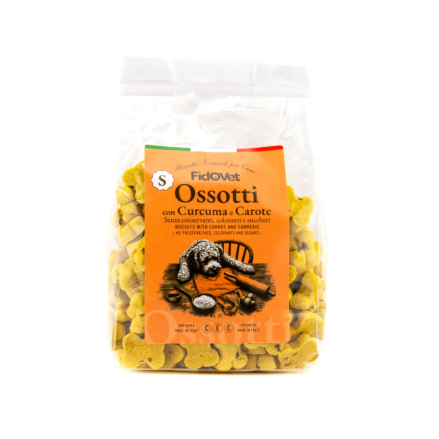 Fidovet Biscotti Naturali per Cani Ossotti Small Curcuma e Carote 300 g