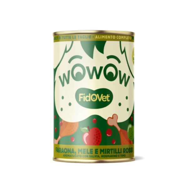 Fidovet Wowow Faraona con Mele e Mirtilli Rossi per Cani Adulti 400 g