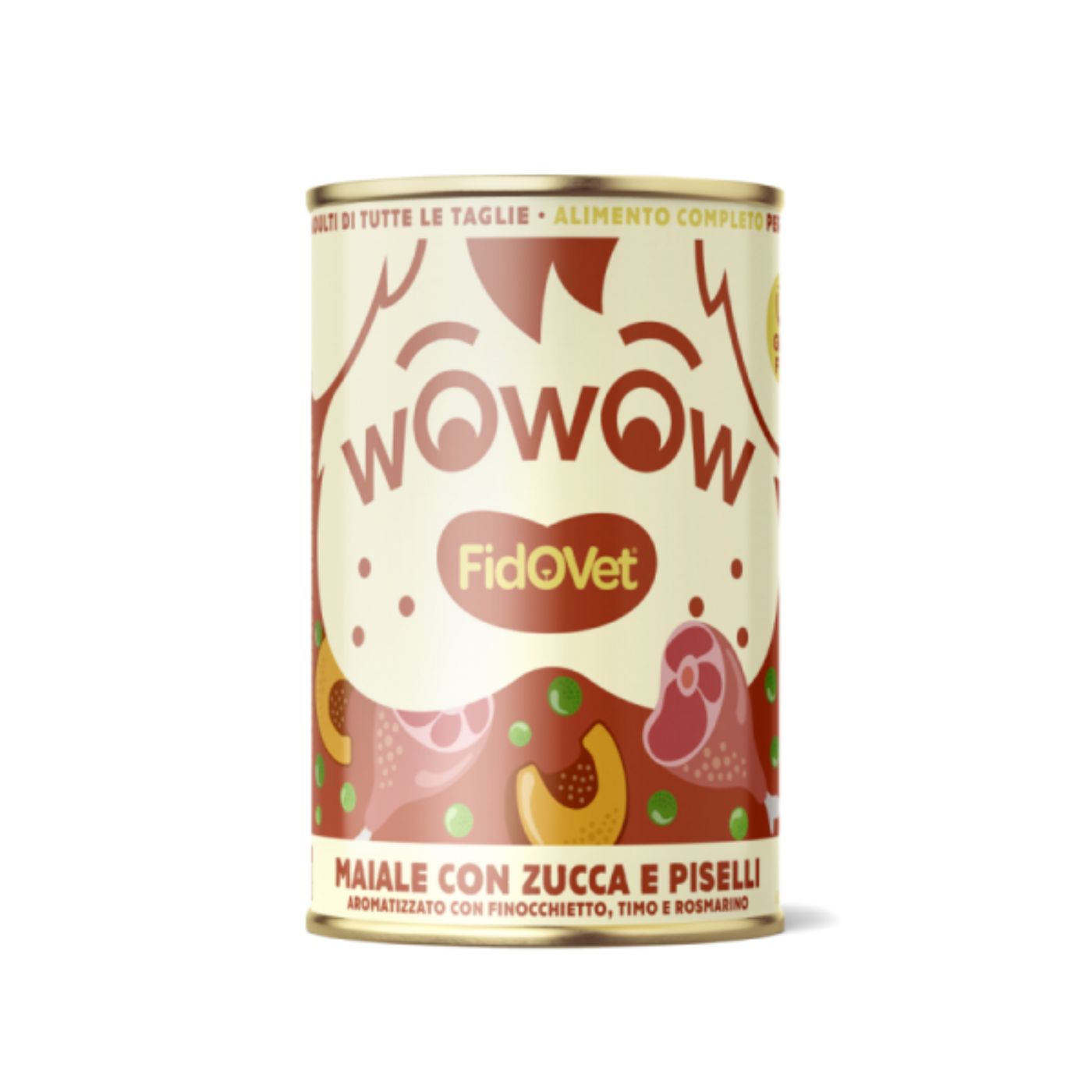 Fidovet Wowow Maiale con Zucca e Piselli per Cani Adulti 400 g