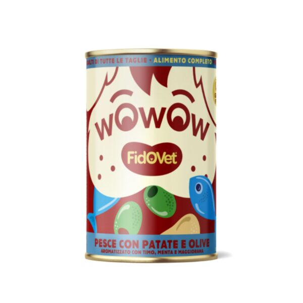 Fidovet Wowow Pesce con Patate e Olive per Cani Adulti 400 g
