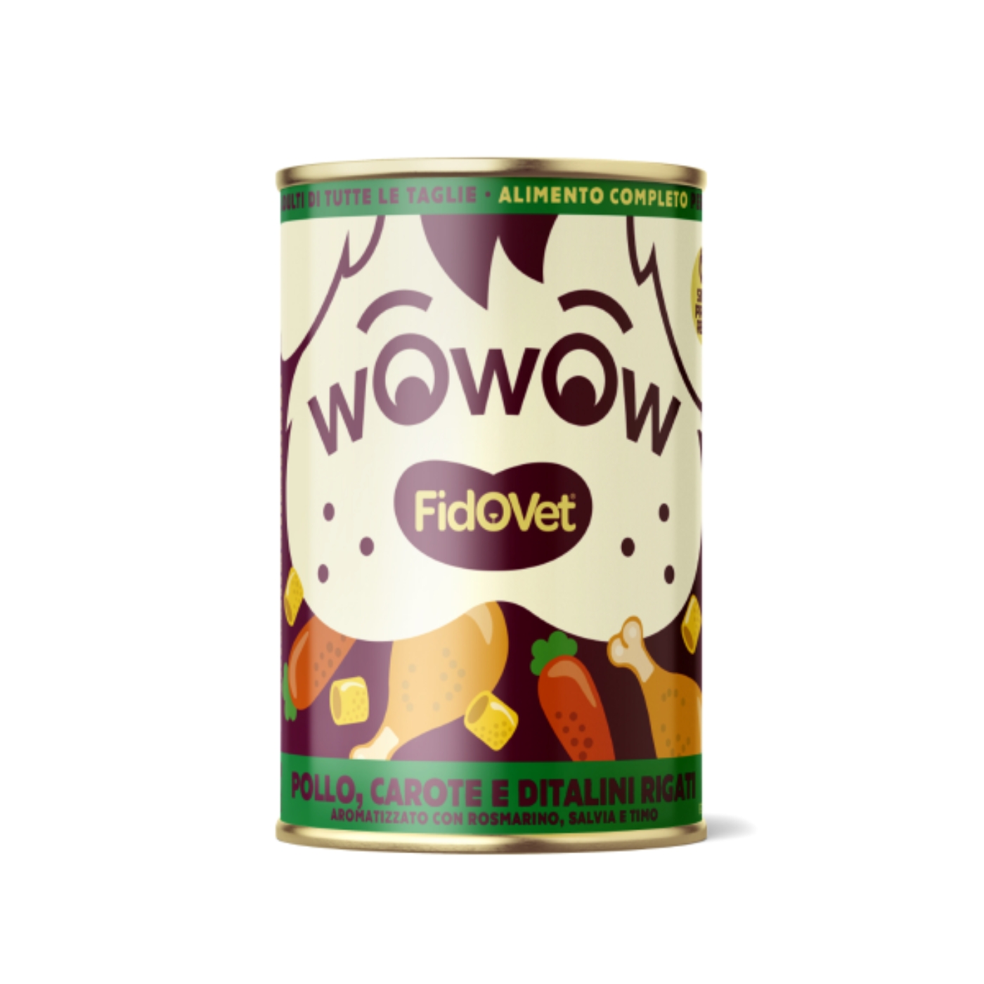 Fidovet Wowow Pollo con Carote e Ditalini Rigati per Cani Adulti 400 g