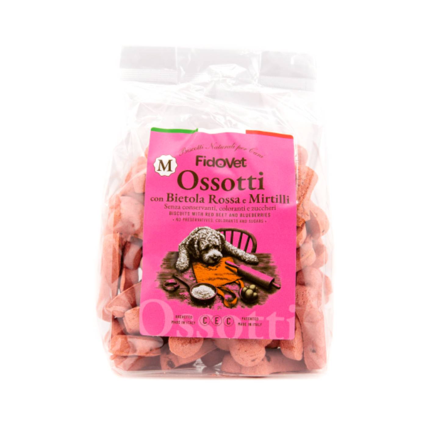 Fidovet Biscotti Naturali per Cani Ossotti Medium Bietola Rossa e Mirtilli 300 g