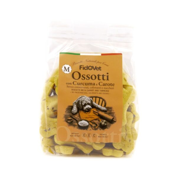Fidovet Biscotti Naturali per Cani Ossotti Medium Curcuma e Carote 300 g