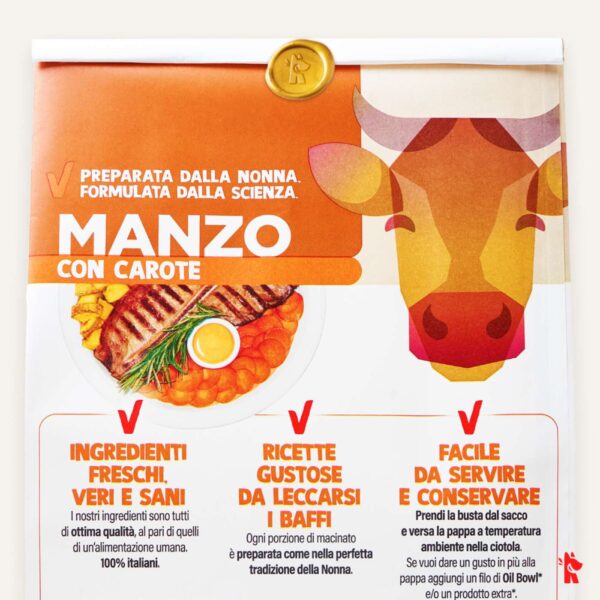 14 buste x 400 g real bowl alimento fresco cotto per cani al manzo con carote grain free