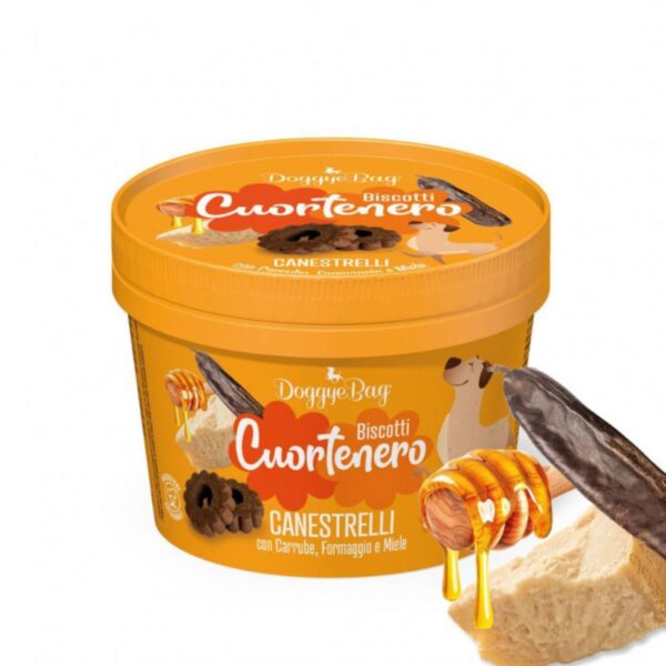 DoggyeBag® Biscotti Cuortenero Canestrelli con Formaggio Carrube e Miele per Cani 150 g