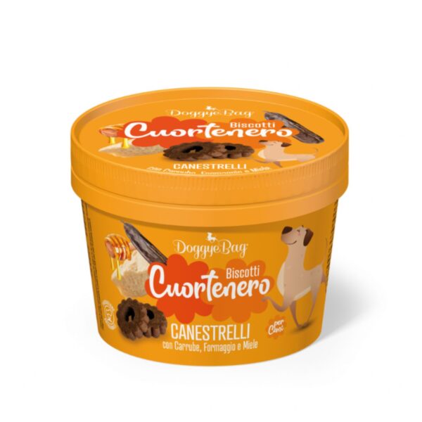 DoggyeBag® Biscotti Cuortenero Canestrelli con Formaggio Carrube e Miele per Cani 150 g