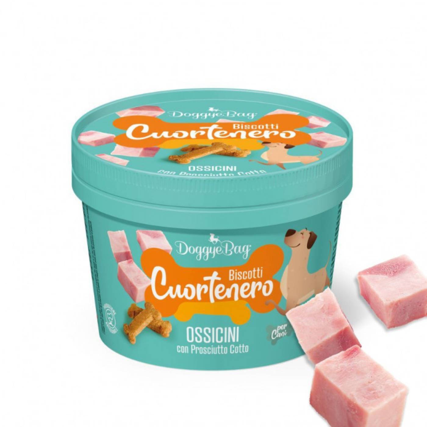 DoggyeBag® Biscotti Cuortenero Ossicini Prosciutto Cotto per Cani 150 g