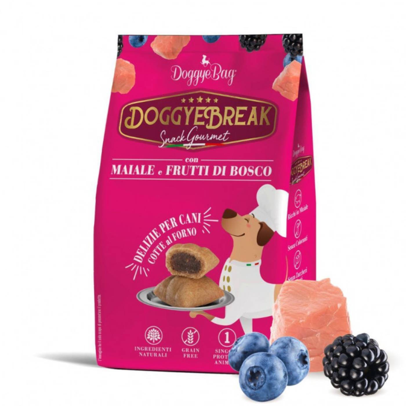 DoggyeBag® Doggyebreak Snack Ripieni con Maiale e Frutti di Bosco per Cani 180 g