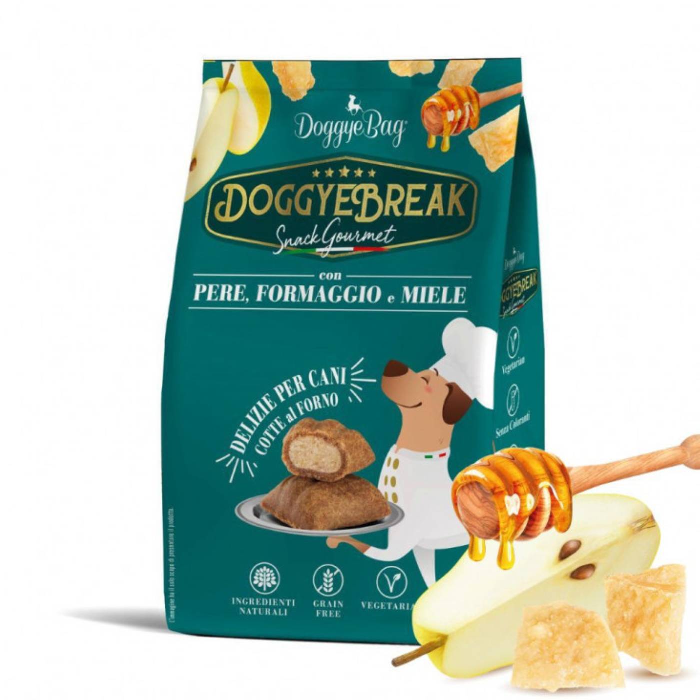 DoggyeBag® Doggyebreak Snack Ripieni con Pera Formaggio e Miele per Cani 180 g