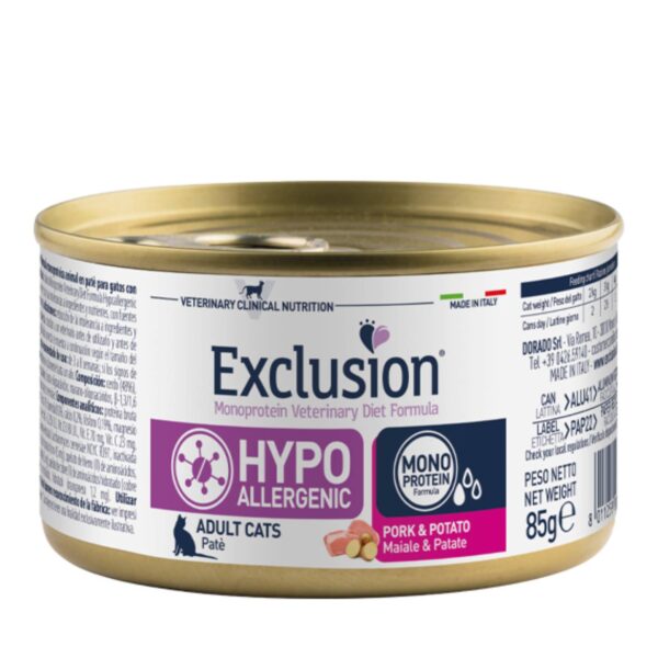 1 x 85 g Exclusion Hypoallergenico Maiale e Patate per Gatti