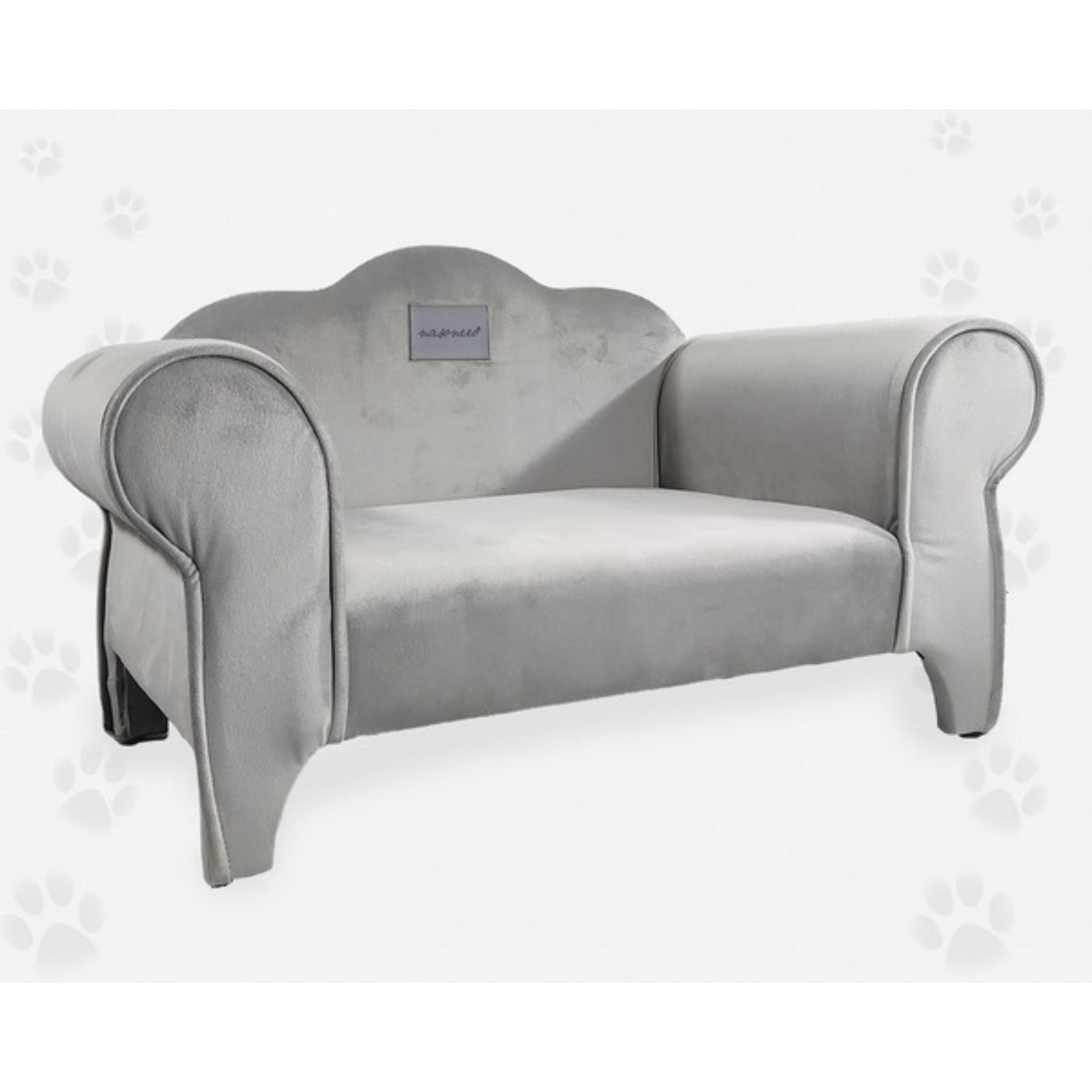 Nasonero Divanetto in Velluto per Gatti e Cani di Piccola Taglia Grigio 64 x 38 h. 38 cm