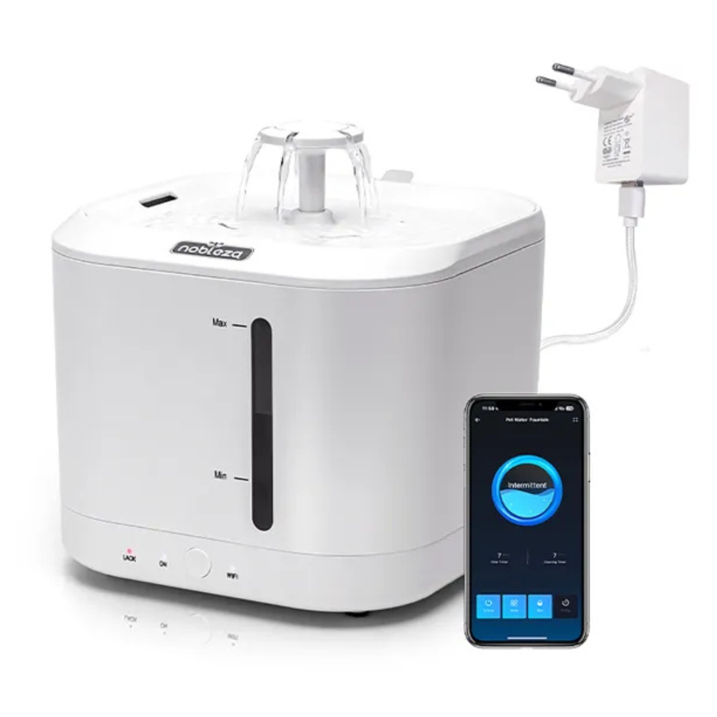 Distributore d'Acqua per Gatti e Cani di Piccola Taglia Smart L17.9*W17.9*H18.7 cm 2,5 L Bianca