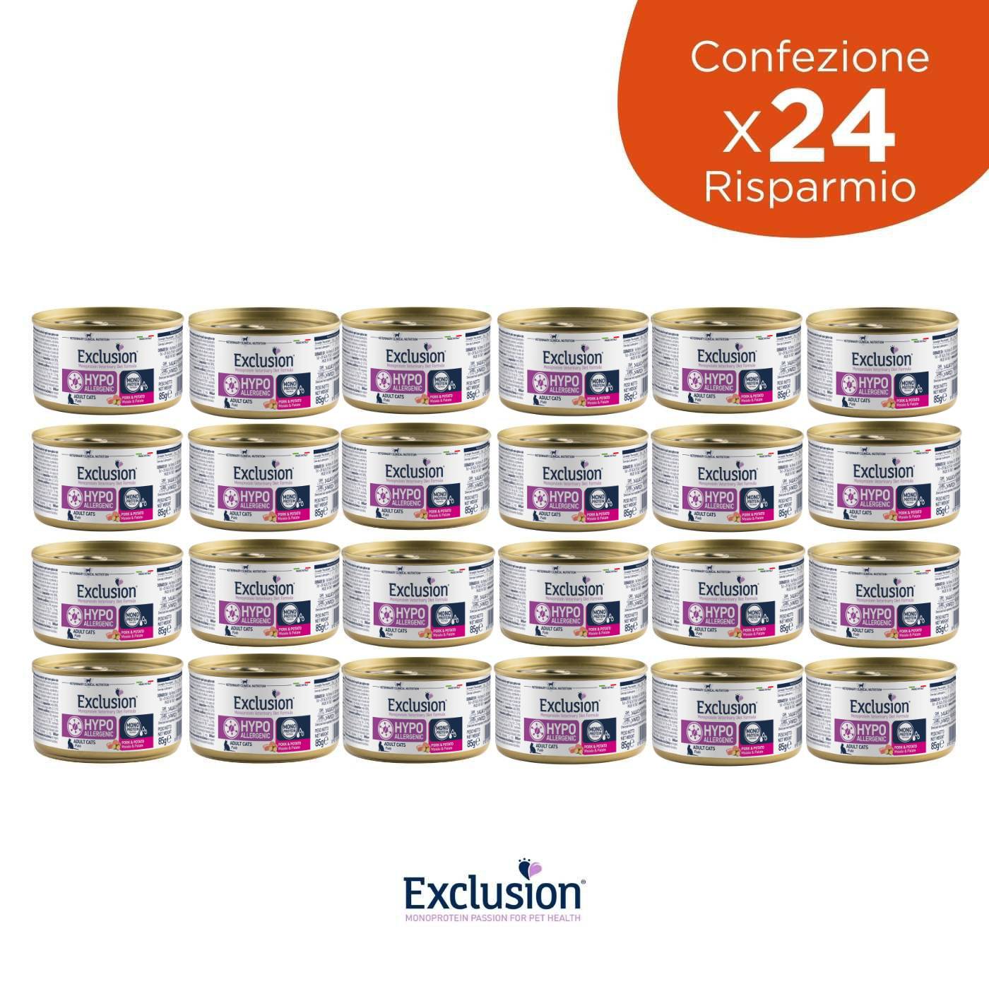Exclusion Cat Hypoallergenico Maiale e Patate Alimento Umido per Gatti Adulti 85g