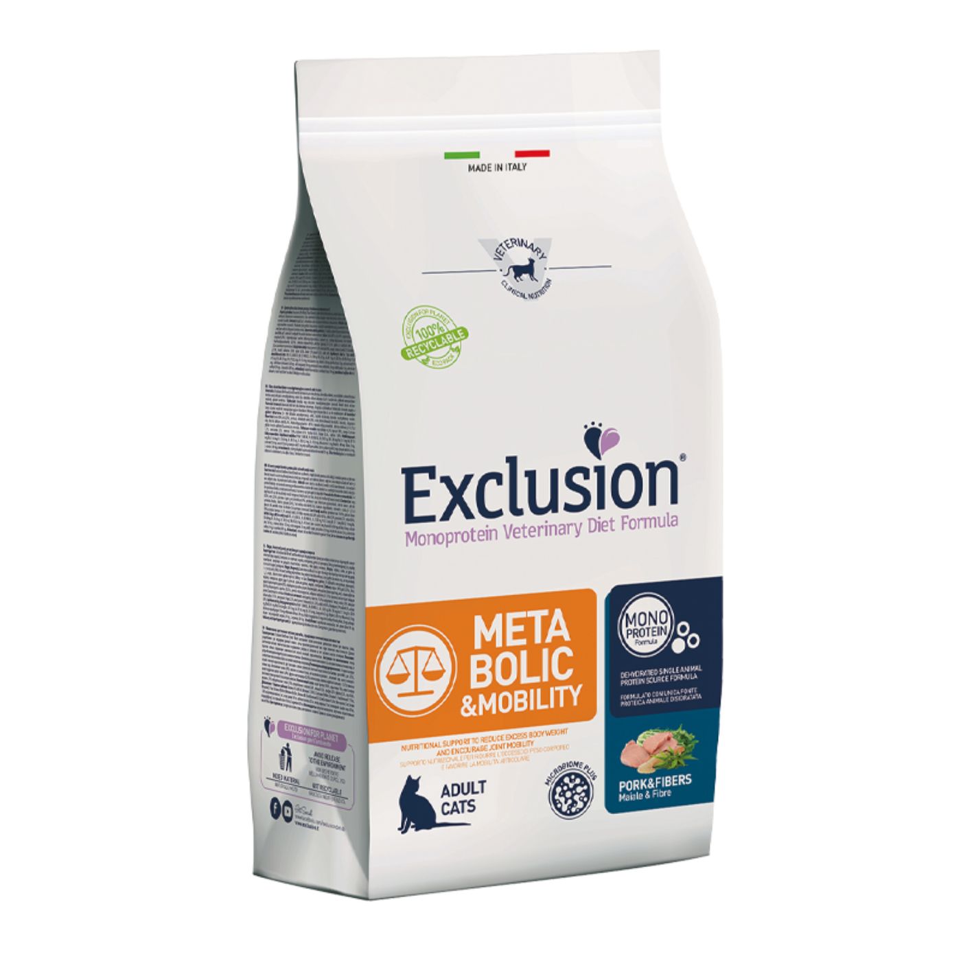 Exclusion Metabolic & Mobility Maiale e Fibre 1,5 Kg per Gatti