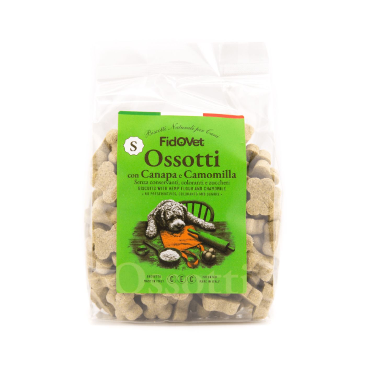 Fidovet Biscotti Naturali per Cani Ossotti SMALL Canapa e Camomilla 300 g