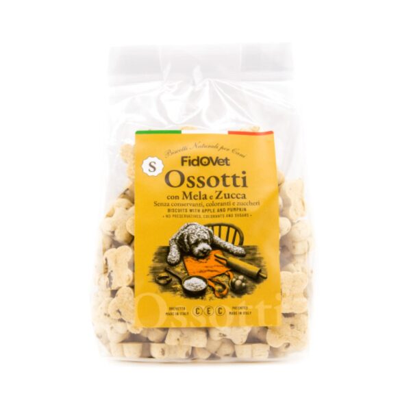 Fidovet Biscotti Naturali per Cani Ossotti SMALL Mela e Zucca 300 g