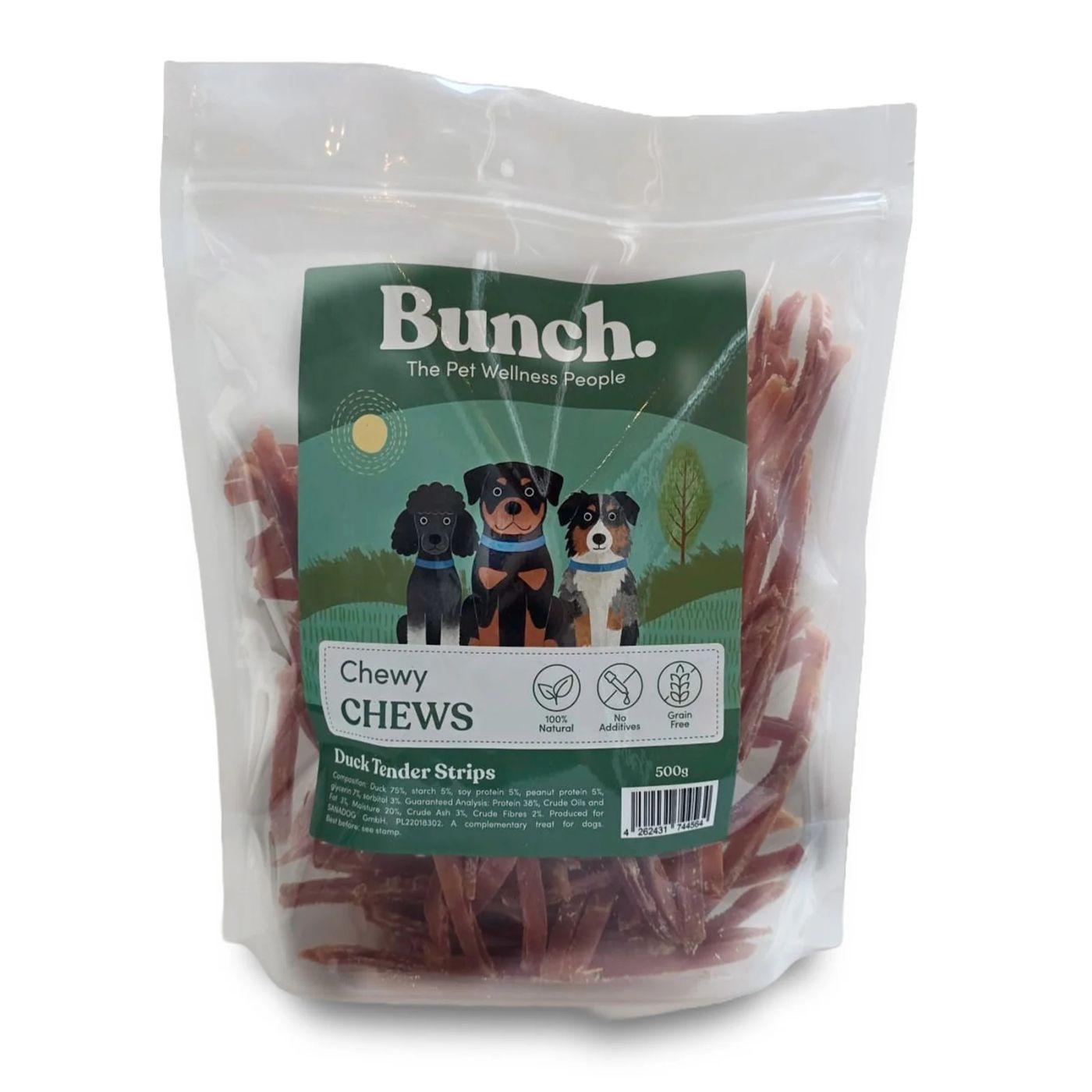 Bunch Strisce di Carne di Anatra Snack Masticativi Naturali per Cani 500 g