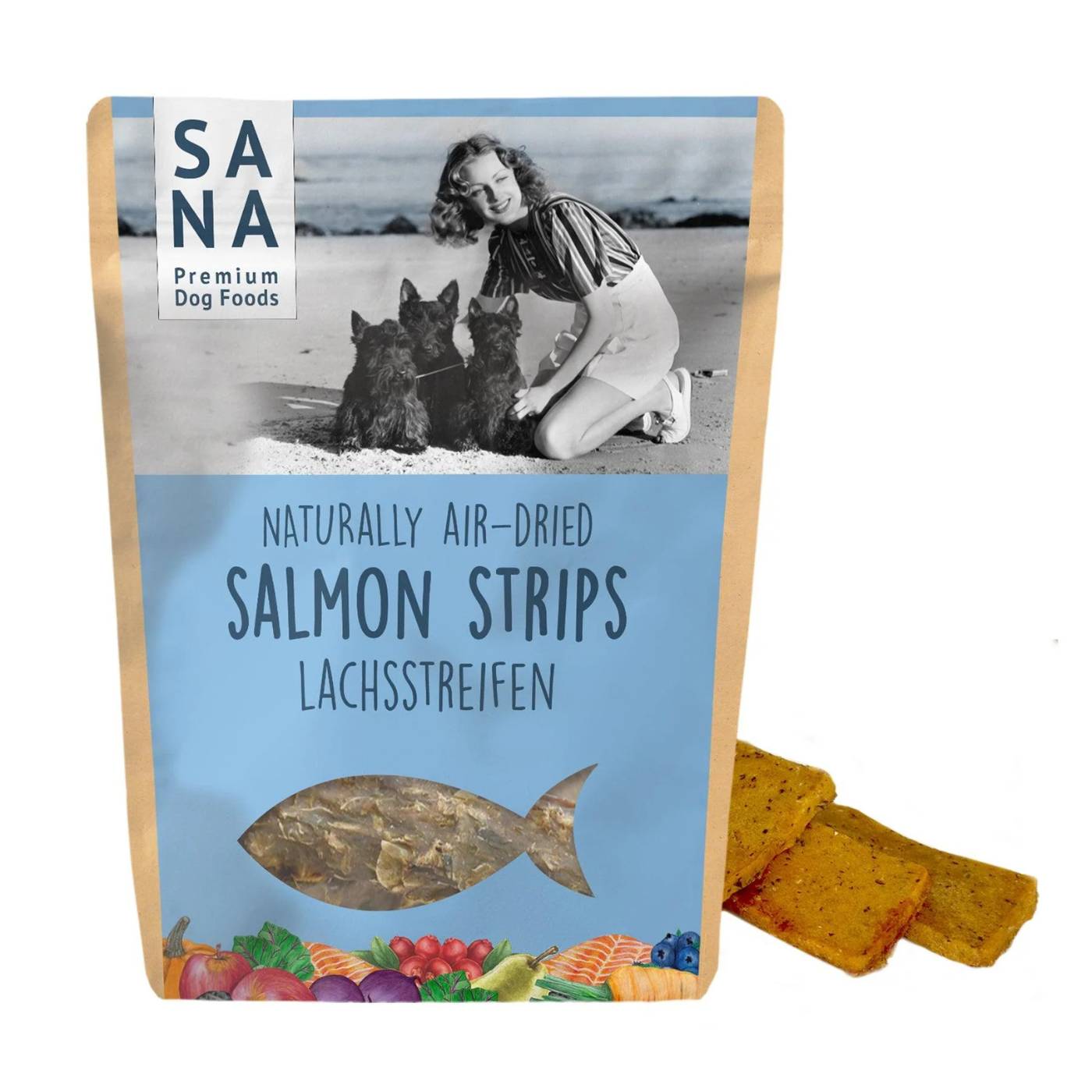 Sanadog Strisce di Salmone Essiccato per Cani Snack Naturali
