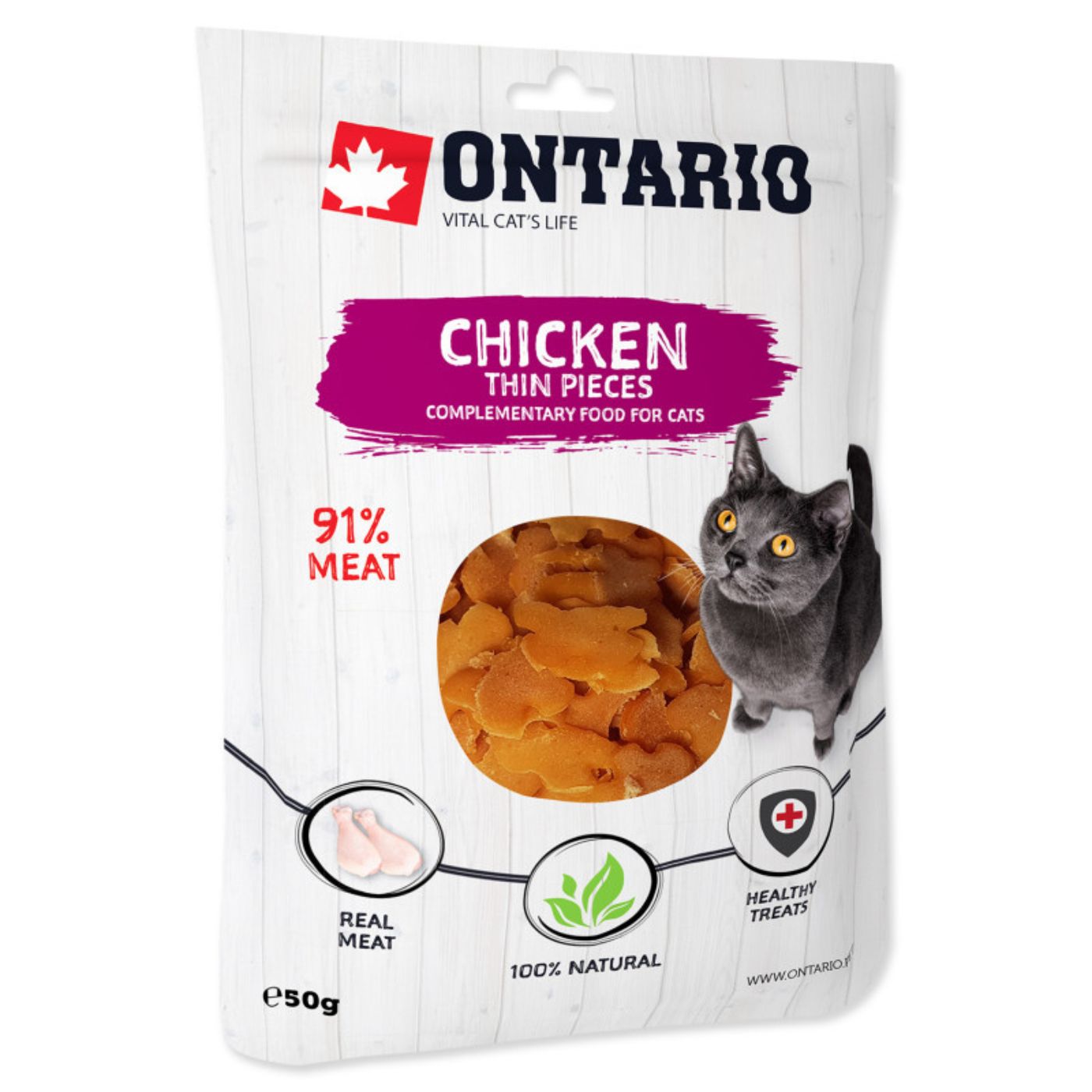 Ontario Pezzetti Morbidi e sottili per Gatti di Pollo 50 g