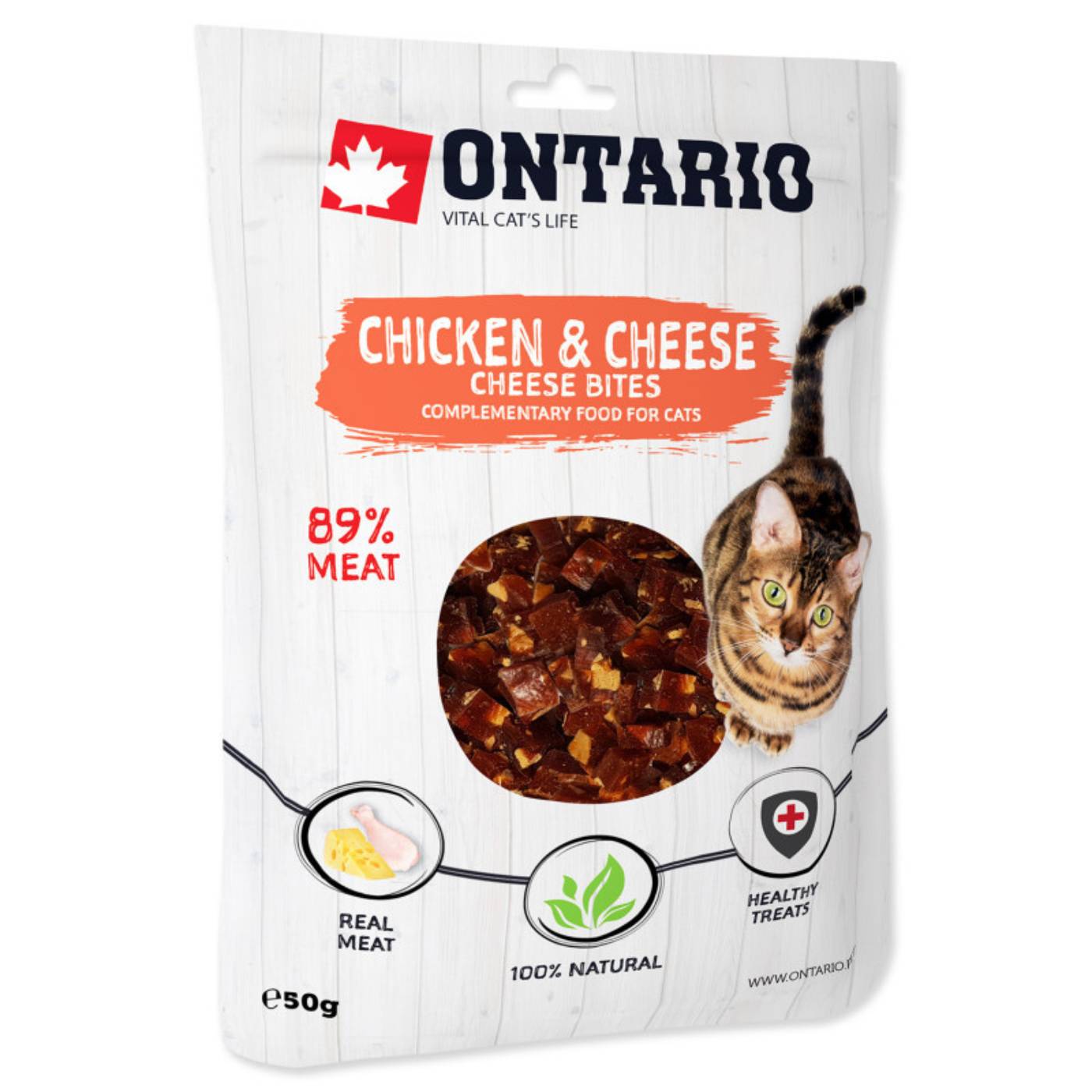 Ontario Bocconcini Morbidi per Gatti con Pollo e Formaggio 50 g