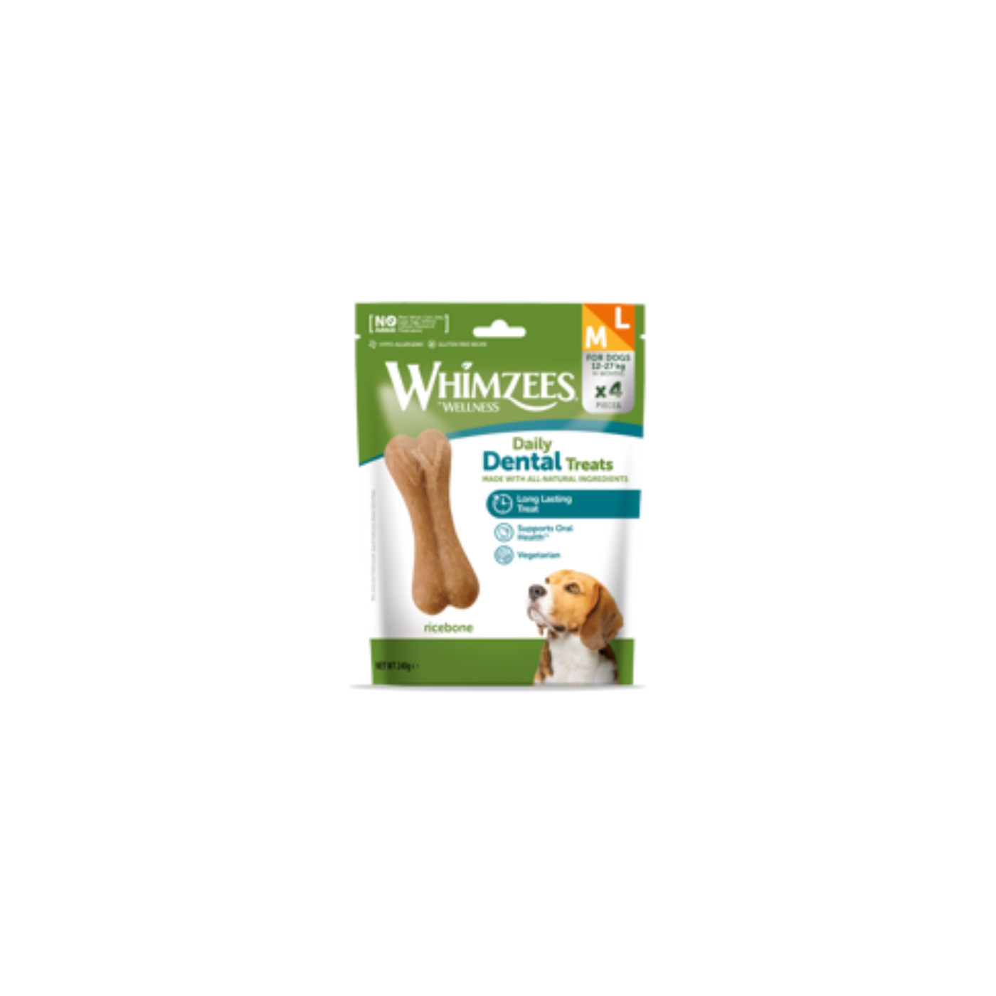 Whimzees Busta Discovery Snack Dentale Naturale Osso di Riso per Cani Ricebone Sfuso M/L