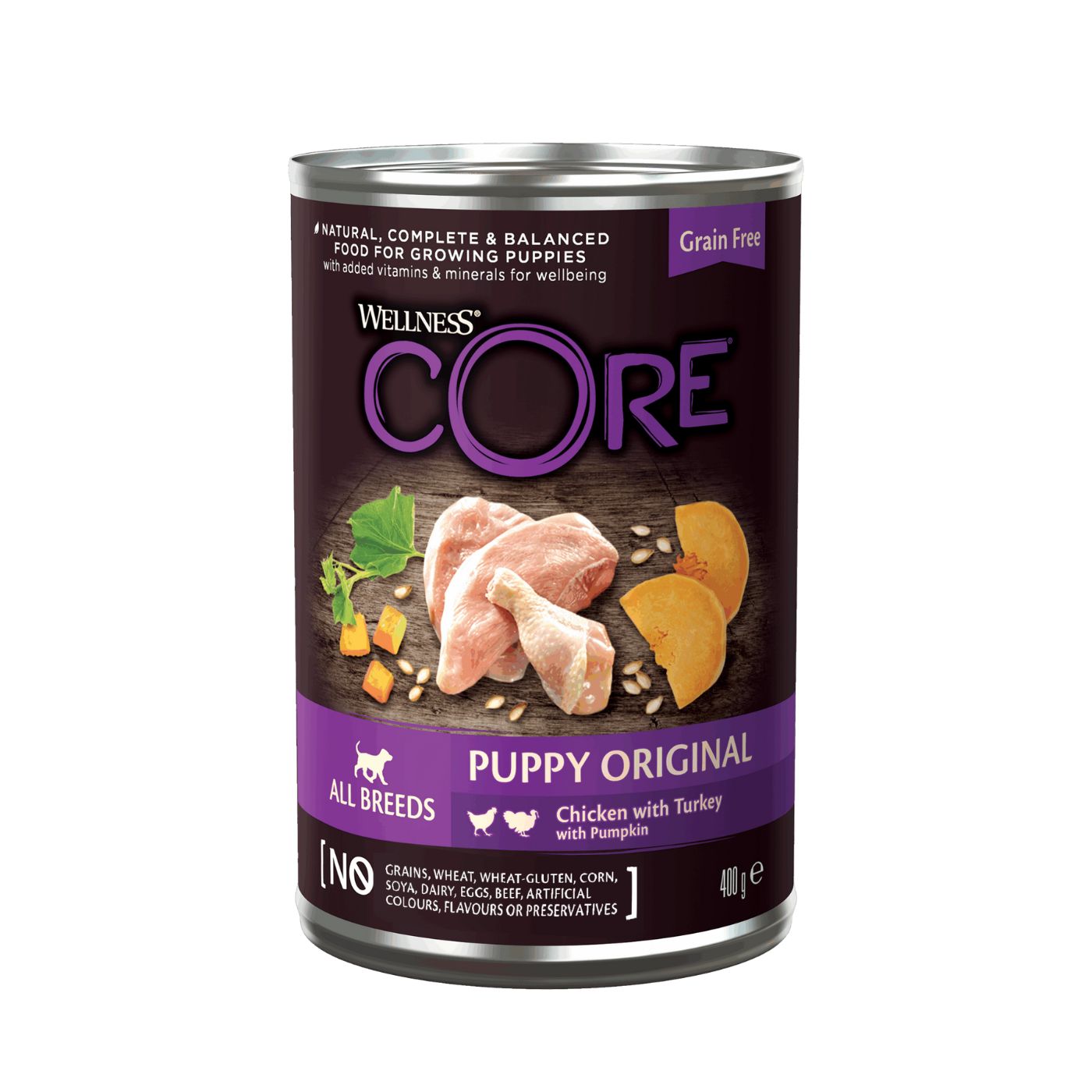 Wellness Core Puppy Original per Cuccioli Pollo con Tacchino con Zucca 400 gr Cibo Umido per Cuccioli