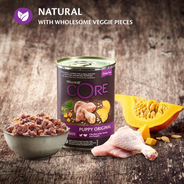 Wellness Core Puppy Original per Cuccioli Pollo con Tacchino con Zucca 400 gr Cibo Umido per Cuccioli