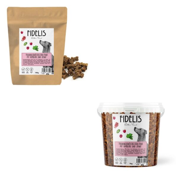 Fidelis Mini Training per Cani al Manzo con Lamponi e Spinaci