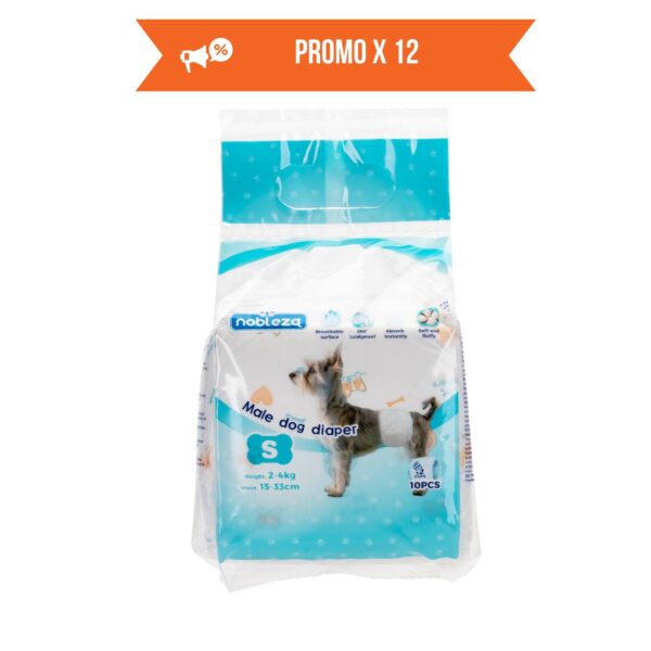 12 conf. Pannolini a Fascia per Cani Maschi S