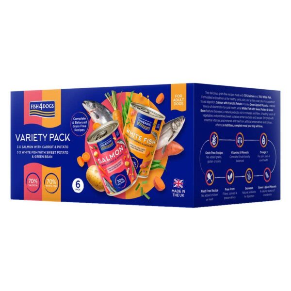Fish4Dogs Multipack Finest Complete Umido Pesce e Verdure per Cani Adulti 6 Lattine da 395 g