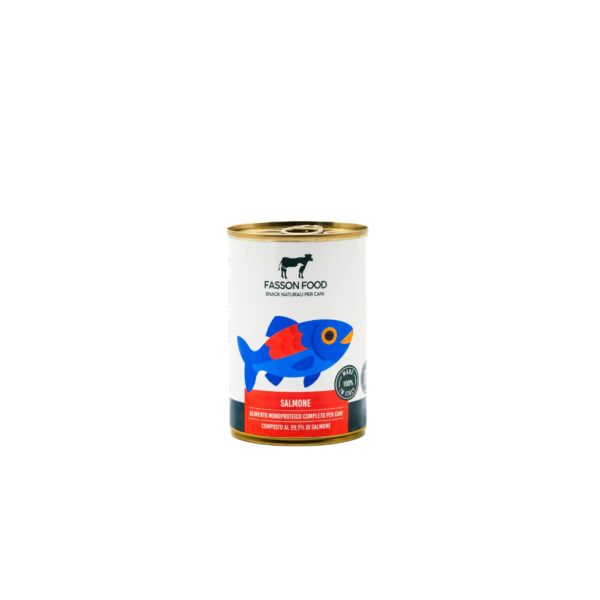 Fasson Food Carne di Salmone Alimento Completo Umido Monoproteico per Cani 400g