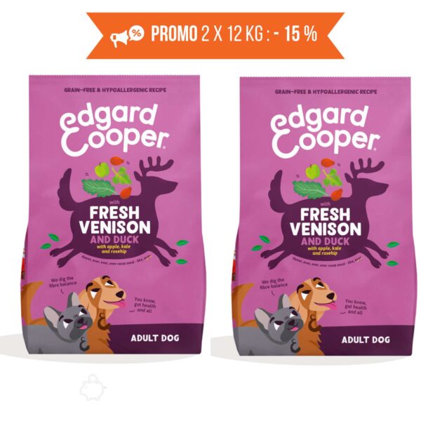 PROMO 2 x 12 Kg CROCCHETTA GRANDE L - Edgard & Cooper Cervo e Anatra per Cani Adulti