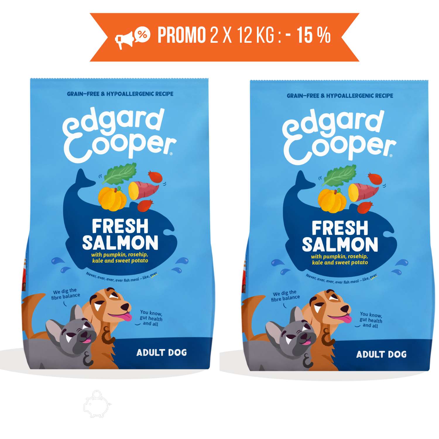 promo 2 x 12 kg crocchetta grande l edgard & cooper salmone norvegese per cani adulti