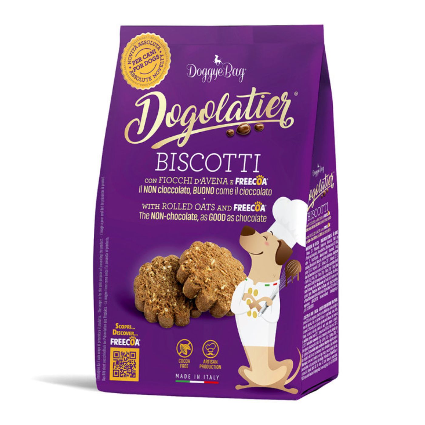 DoggyeBag Biscotti per Cani Dogolatier Biscotti con Fiocchi d'Avena e Freecoa 180 g