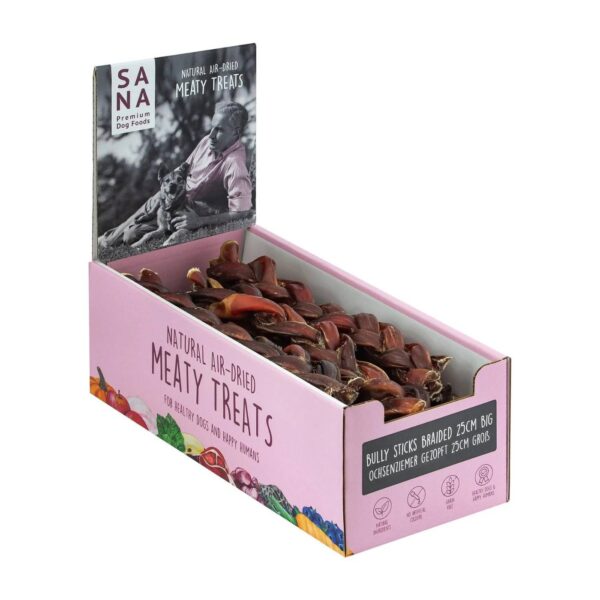 Sanadog Snack per Cani Verga di Toro Nervo di Bue Intrecciata Grande 25 cm Sfusa