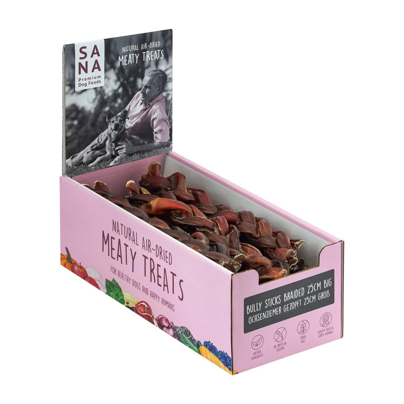 Sanadog Snack per Cani Verga di Toro Nervo di Bue Intrecciata Grande 25 cm Sfusa