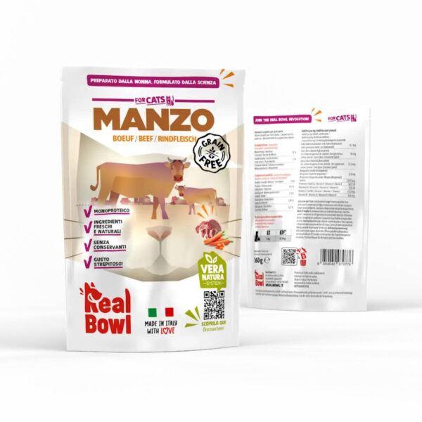 Real Bowl Alimento Completo per Gatti al Manzo Senza Cereali Grain Free