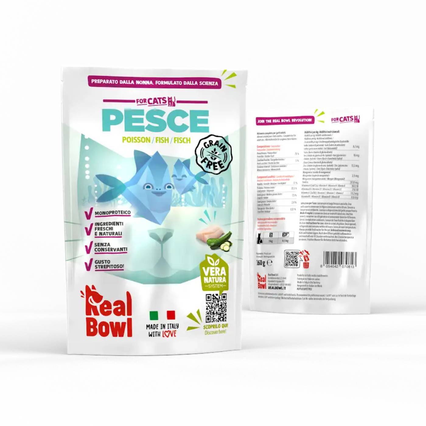 Real Bowl Alimento Completo per Gatti al Pesce Senza Cereali Grain Free