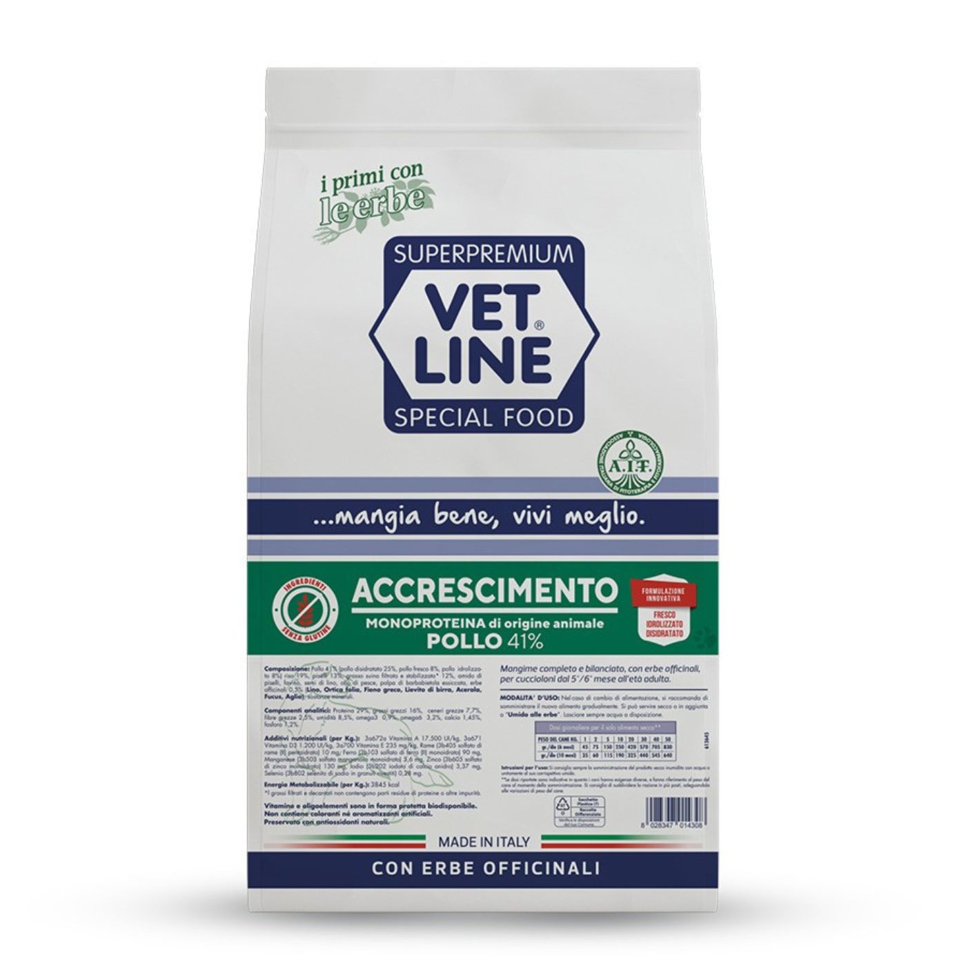 Vet Line Accrescimento Pollo Alimento Monoproteico per Cuccioli