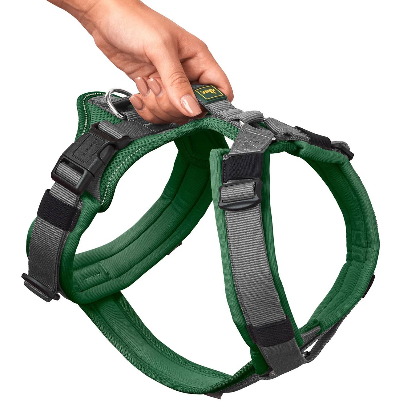 hunter pettorina per cani maldon up verde scuro/grigio riflettente