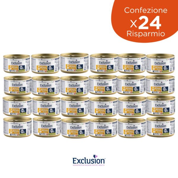 Exclusion Renal FASE 1 Maiale Piselli e Riso 85 gr per Gatti