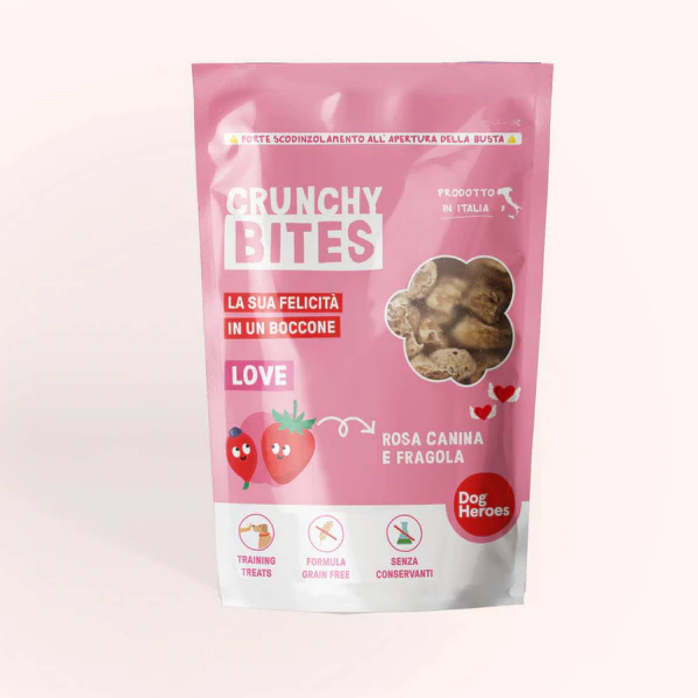 Dog Heroes Crunchy Bites Love Snack Naturali per Cani 80 g