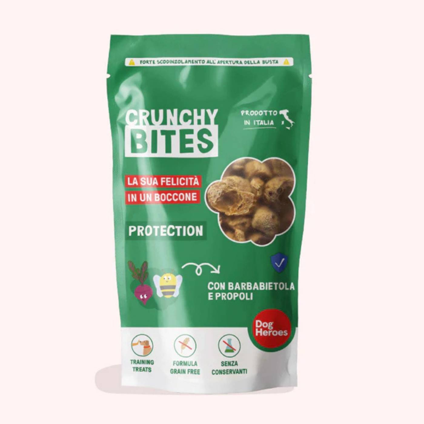 Dog Heroes Crunchy Bites Protection Snack Naturali per Cani 80 g