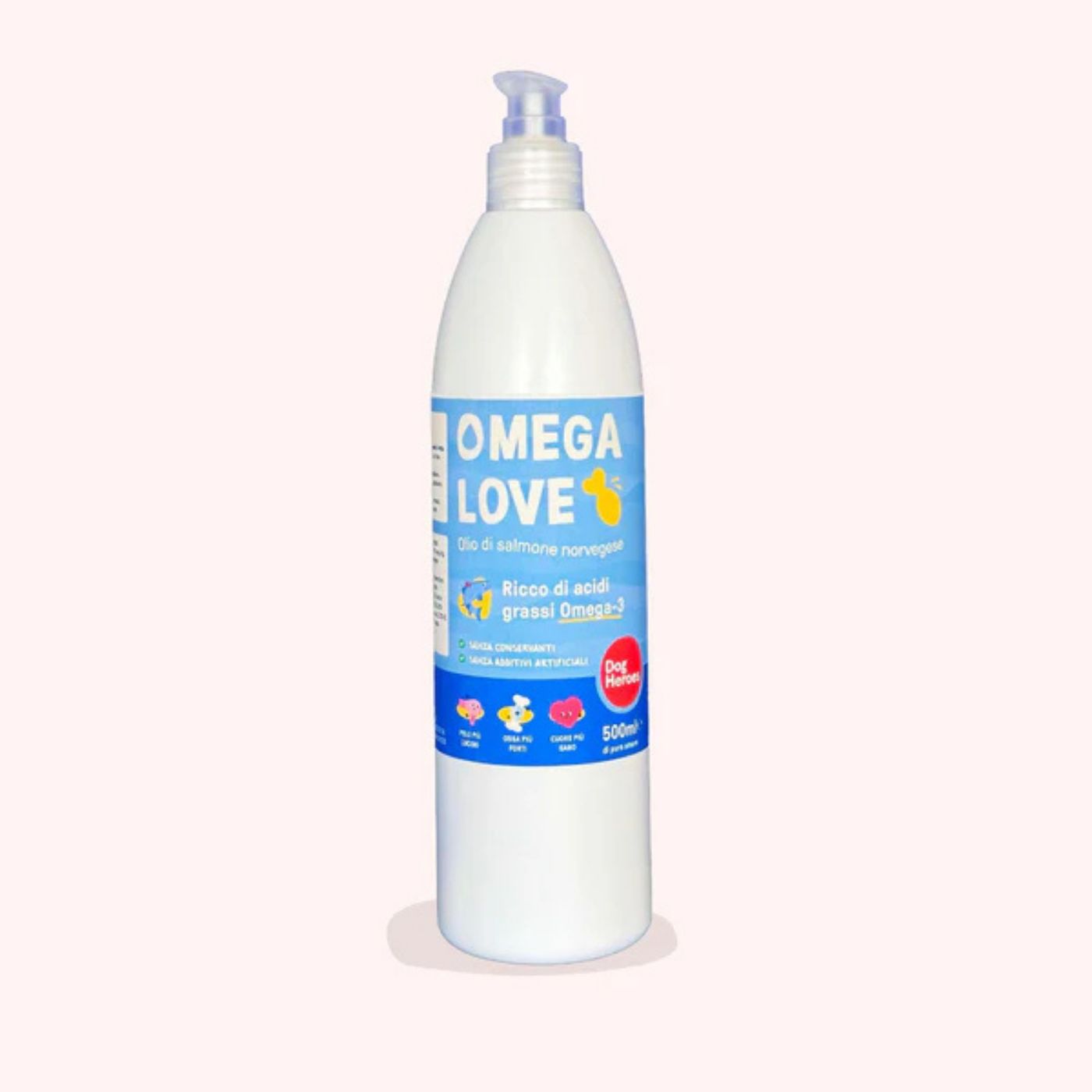 Dog Heroes Omega Love Olio di Salmone Norvegese per Cani 500 ml