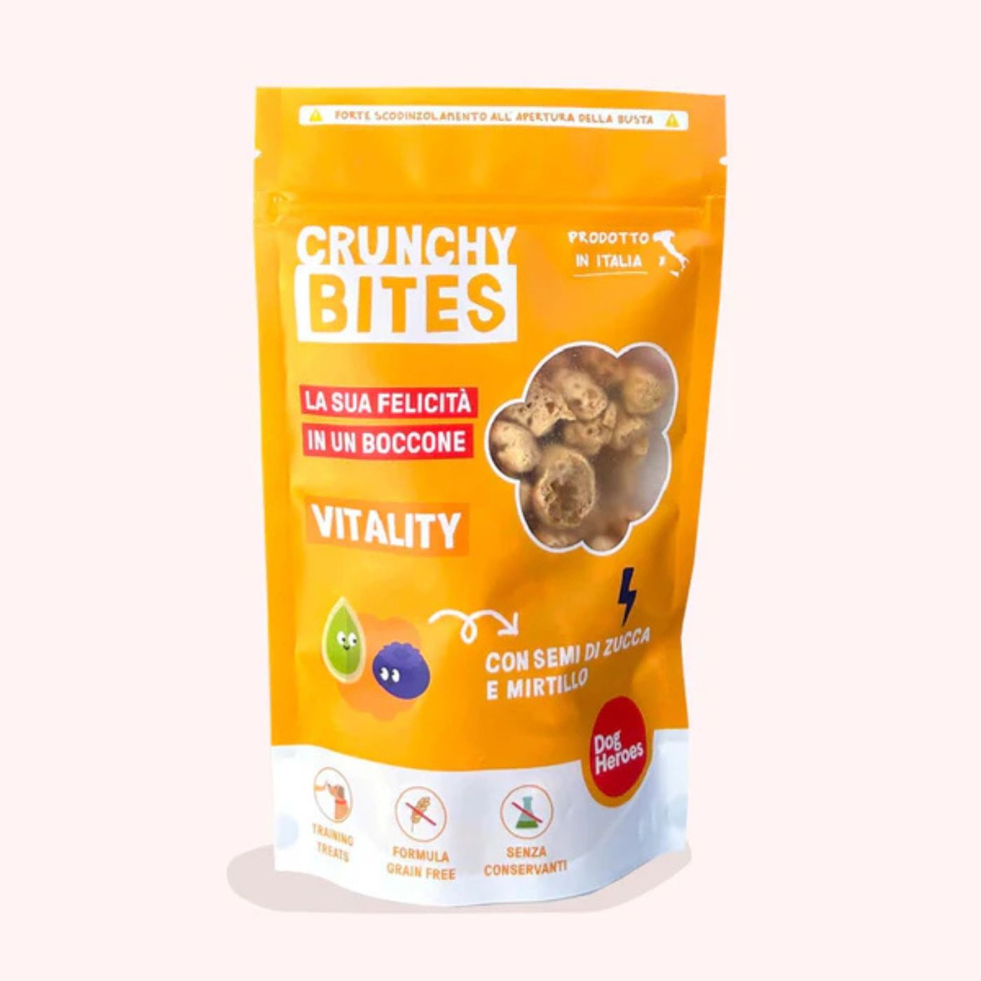 dog heroes crunchy bites vitality snack naturali per cani 80 g