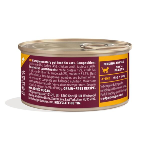 Edgard & Cooper Sfilaccetti per Gatti Adulti Pollo con Tacchino in Brodo di Pollo 70 g