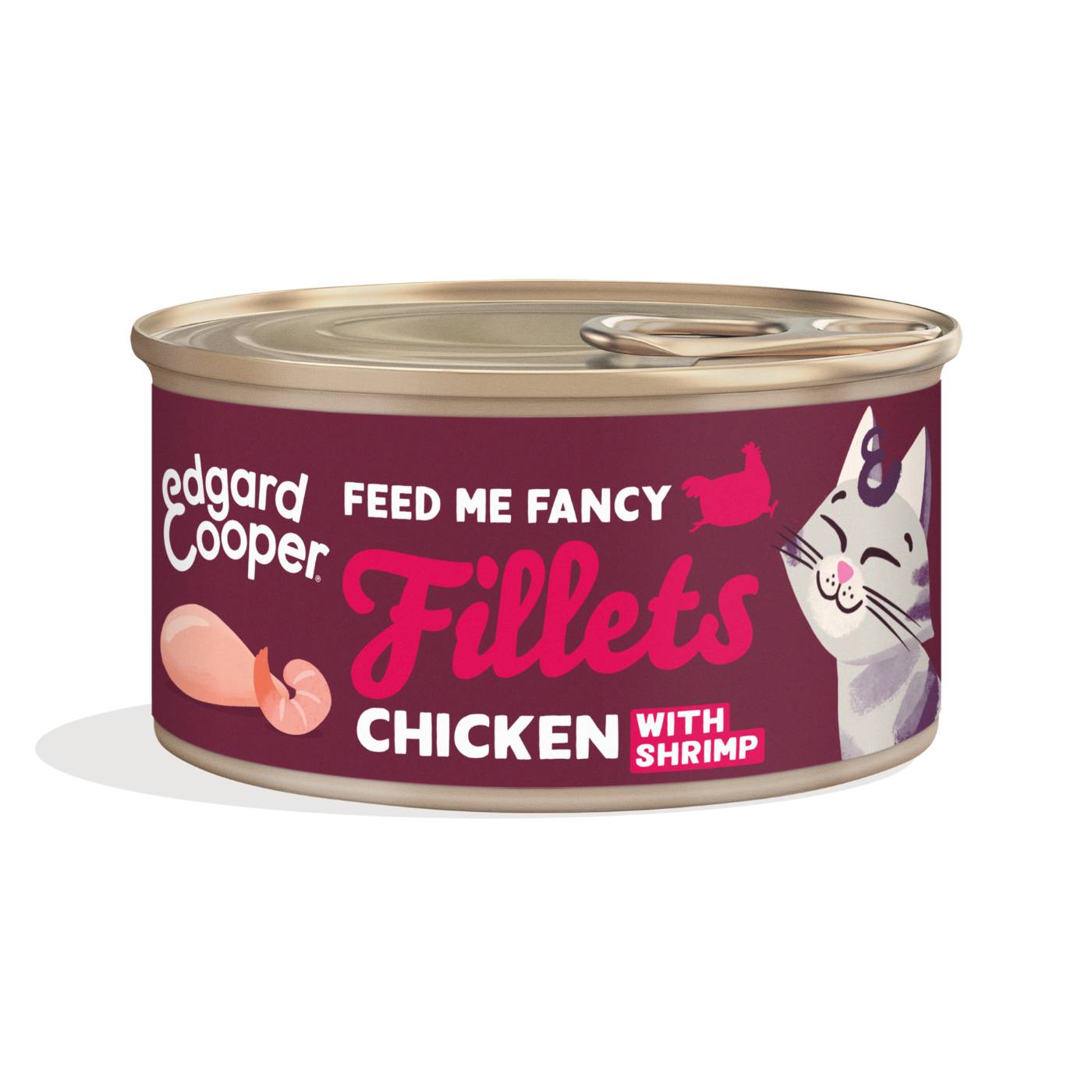 Edgard & Cooper Sfilaccetti per Gatti Adulti Pollo con Gamberetti in Brodo di Pollo 70 Gr.