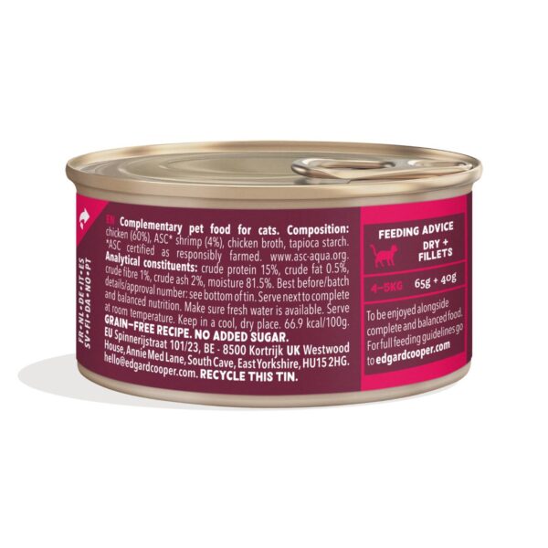 Edgard & Cooper Sfilaccetti per Gatti Adulti Pollo con Gamberetti in Brodo di Pollo 70 Gr.