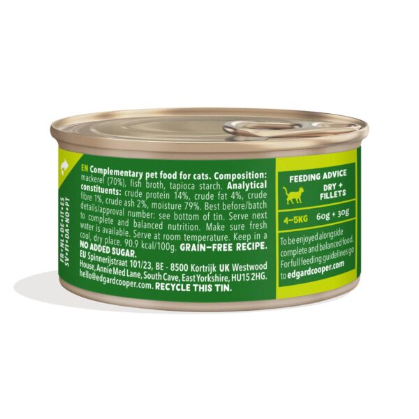 Edgard & Cooper Sfilaccetti per Gatti Adulti Sgombro Fresco Naturale in Brodo di Pesce 70 g