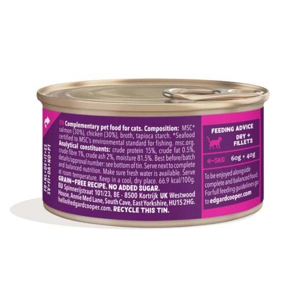 Edgard & Cooper Sfilaccetti per Gatti Adulti Salmone con Pollo in Brodo 70 g
